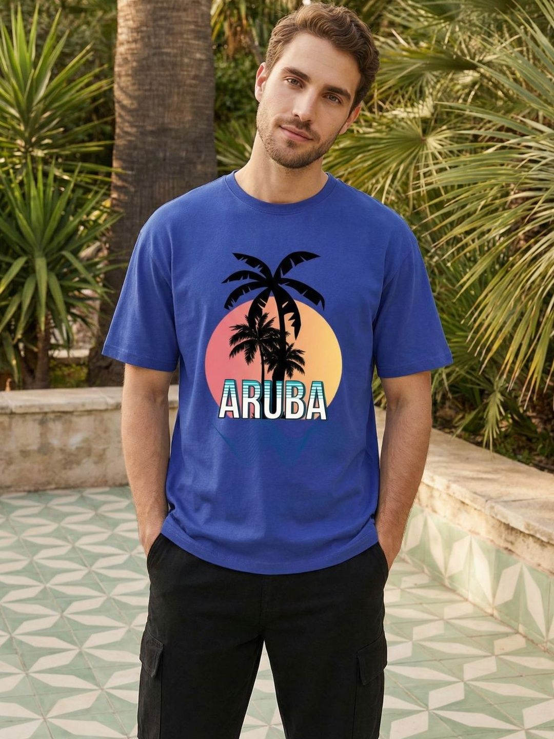 Mast & Harbour Men Printed Pure Cotton T-shirt