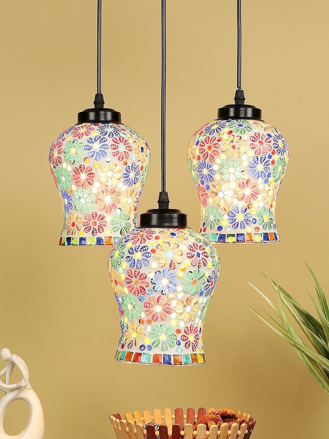 Aura Multicoloured Glass Traditional Ceiling Lamp