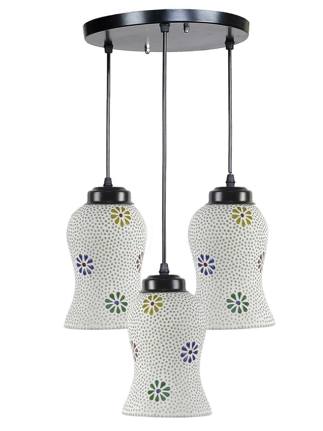 Aura Multicoloured & White Printed Glass Ceiling Lamp