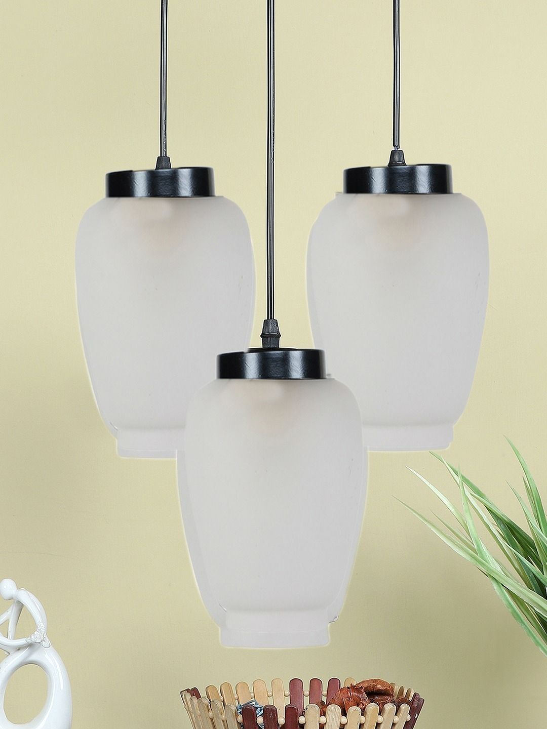 Aura White & Black Glass Contemporary Ceiling Lamp