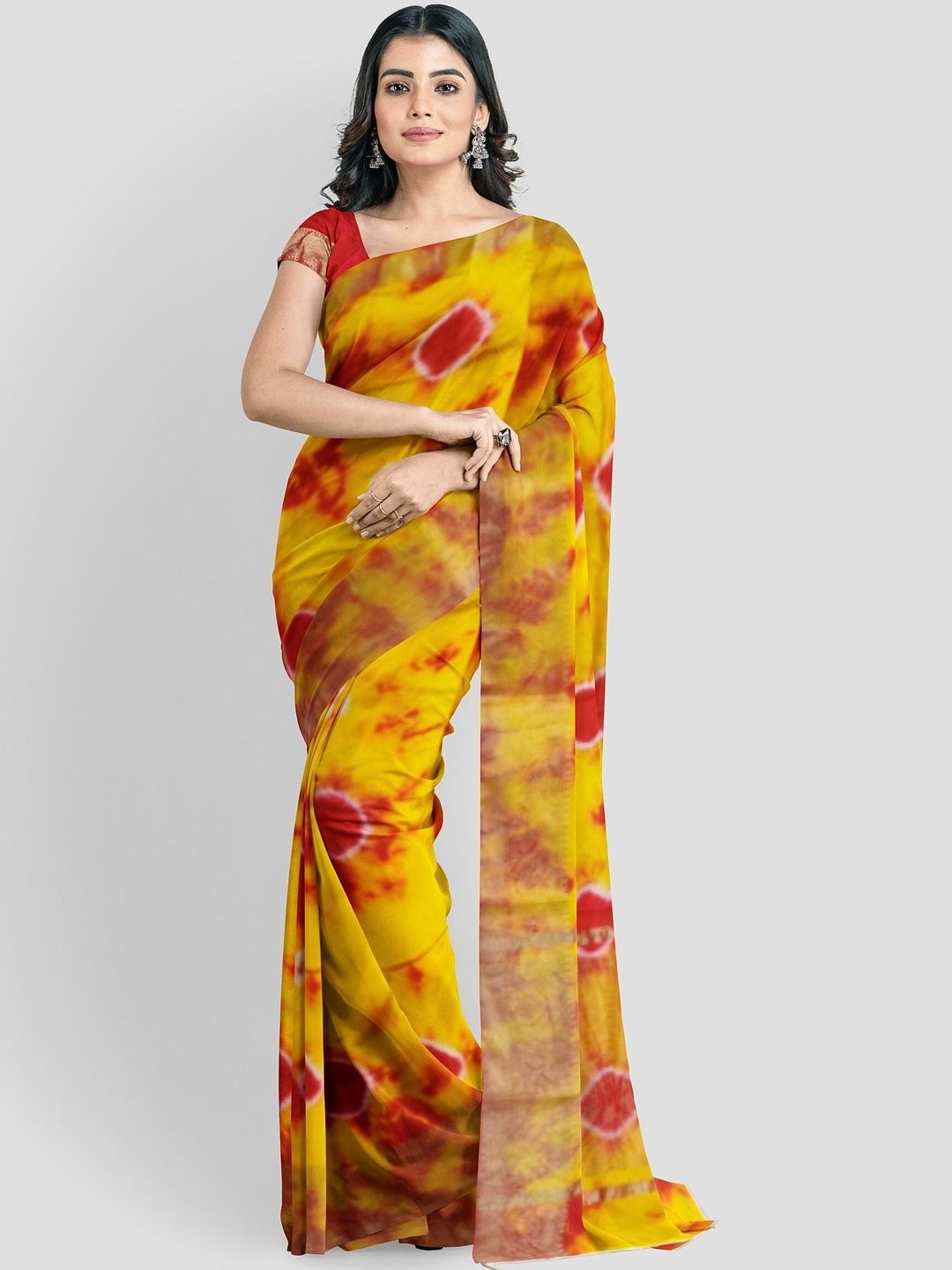PANKHUDI FASHION Tie and Dye Art Silk Bandhani Saree