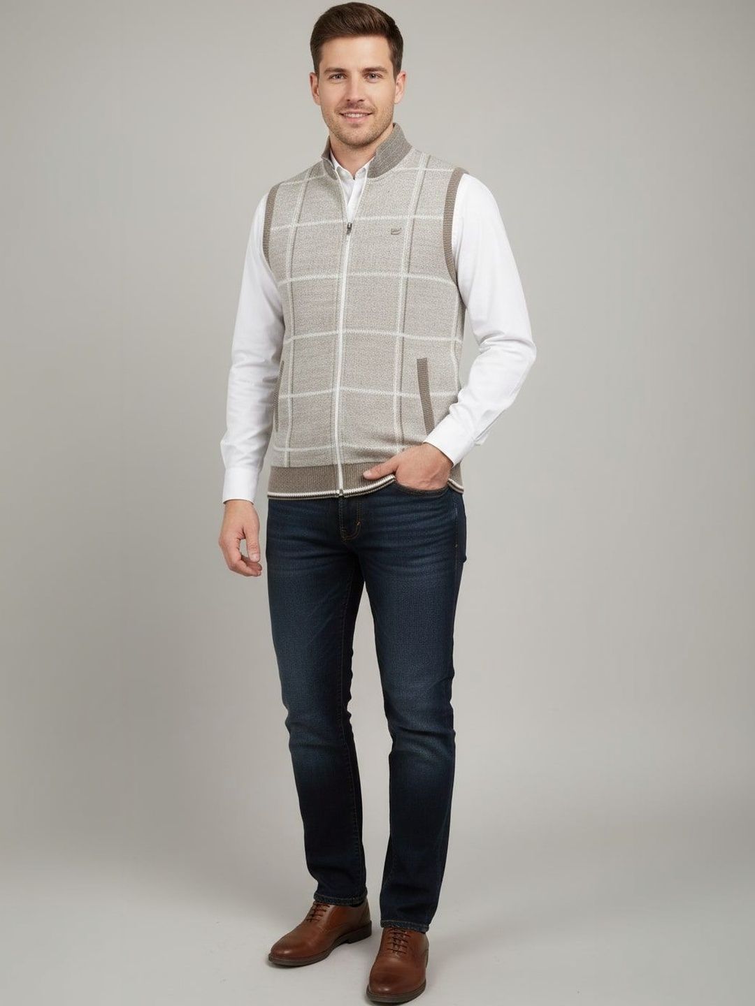 Pierre Carlo Men Checked Sweater Vest