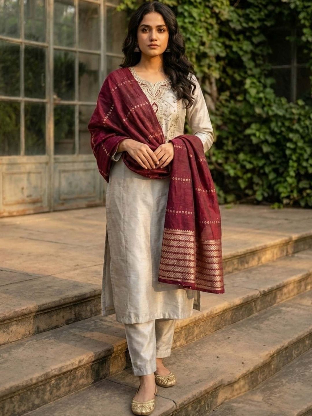DAMAAR TEXTILE DAMAAR TEXTILE Women Ethnic Motifs Embroidered Regular Thread Work Kurta with Trousers & With Dupatta