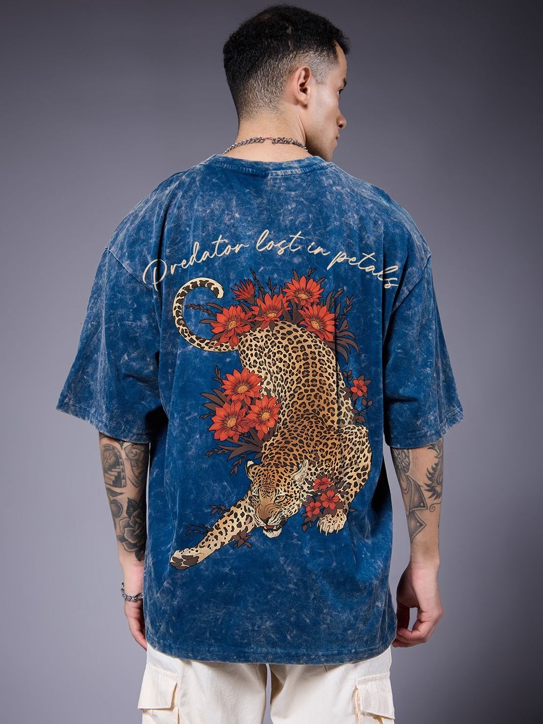 PRONK Men Graphic Printed Round Neck Cotton Oversized T-Shirt