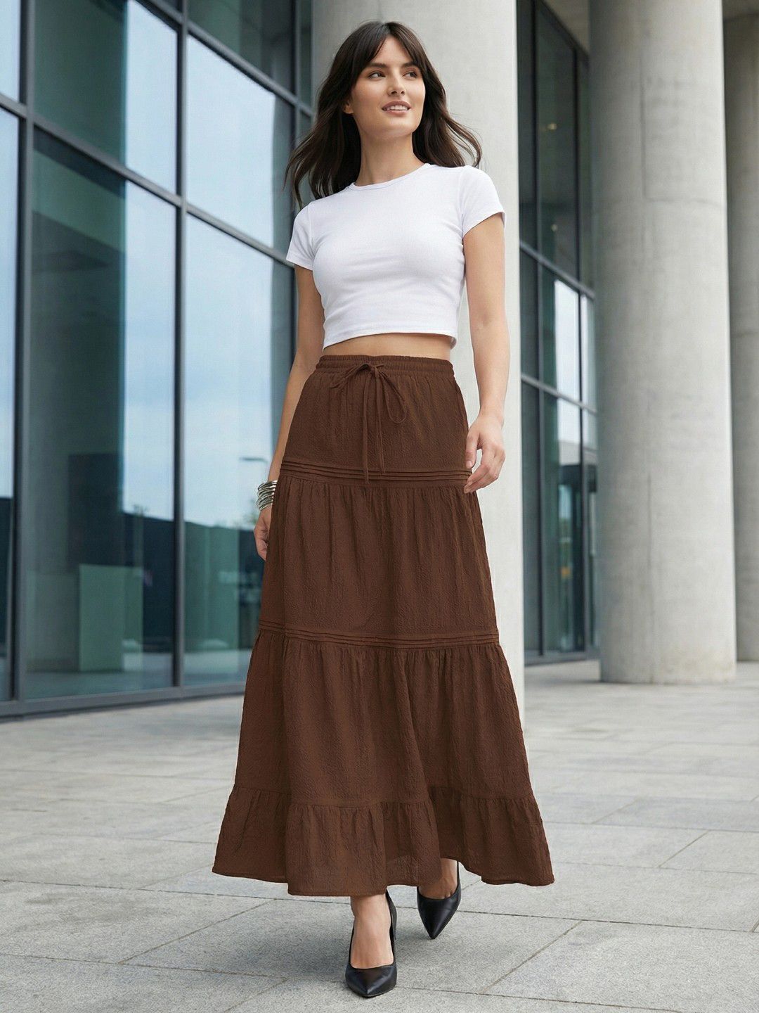 Buy glitchez Maxi -Length Tiered Skirts - Skirts for Women