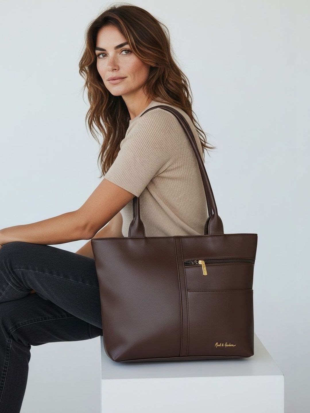 Mast & Harbour PU Structured Tote Bag
