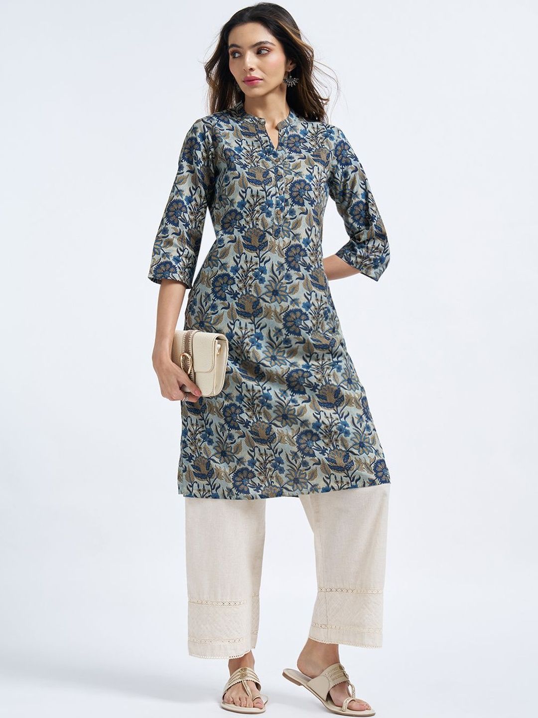 RANGMANCH BY PANTALOONS Women Paisley Printed Thread Work Kurta