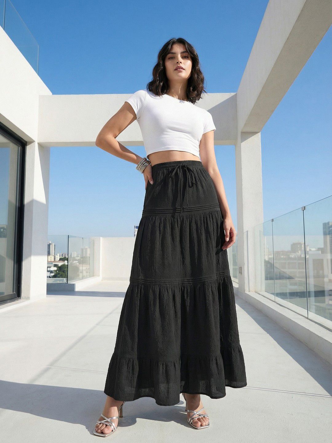 Buy glitchez Maxi-length Tiered Skirts - Skirts for Women 39022976