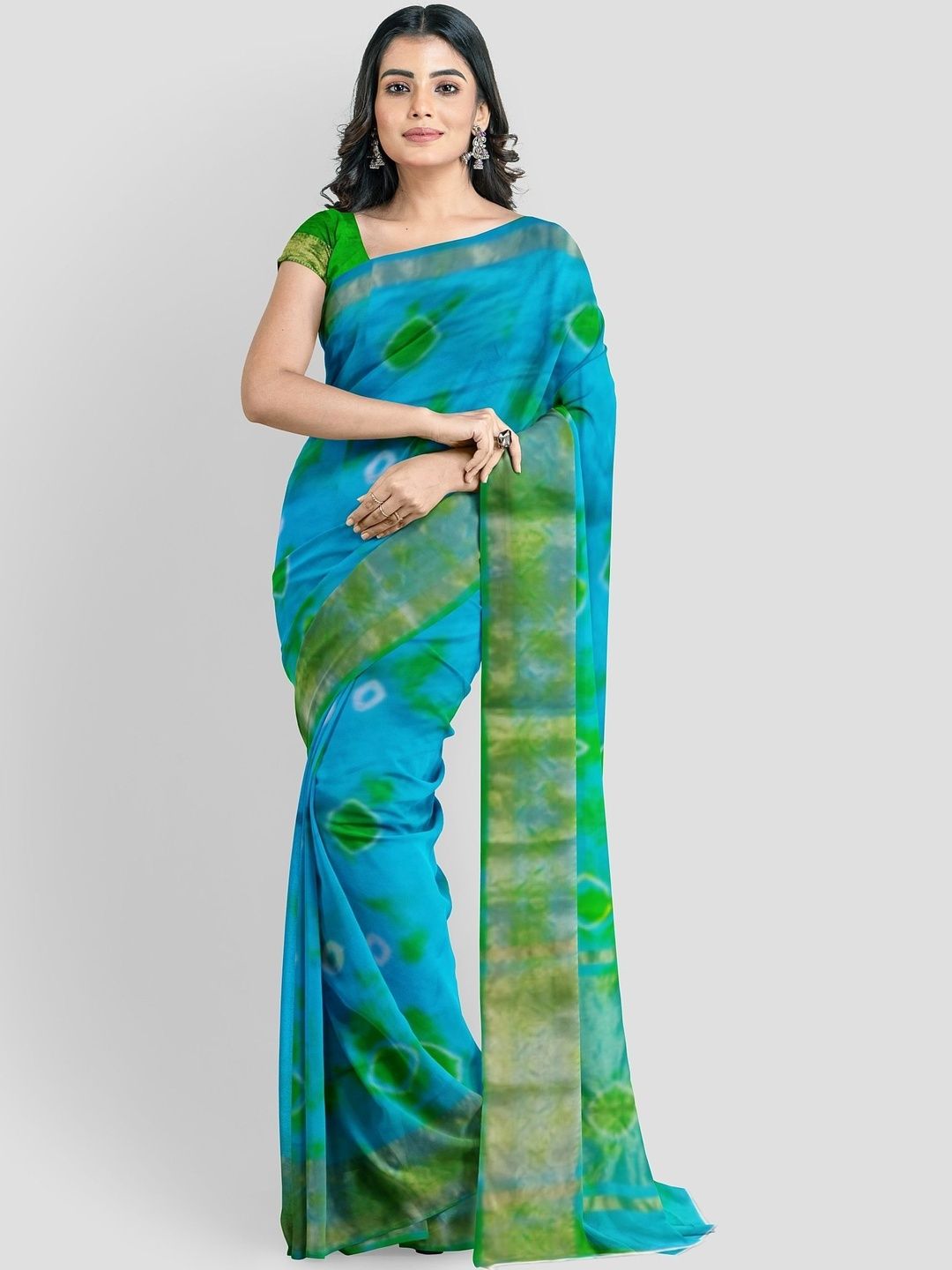 PANKHUDI FASHION Tie and Dye Art Silk Bandhani Saree