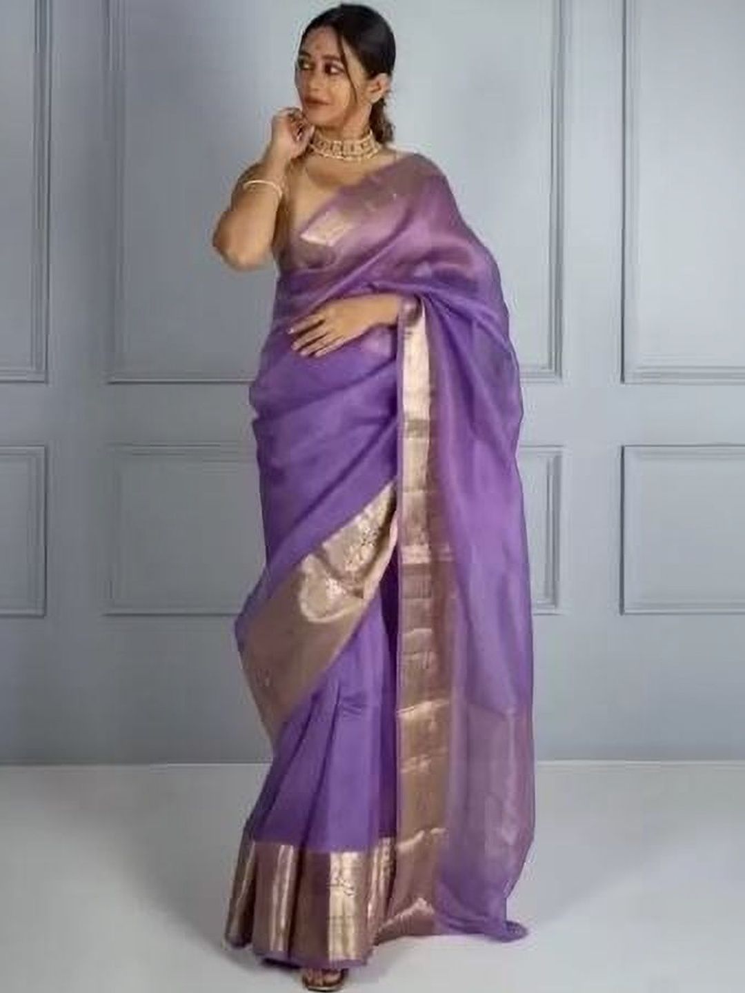PANKHUDI FASHION Organza Heavy Work Saree