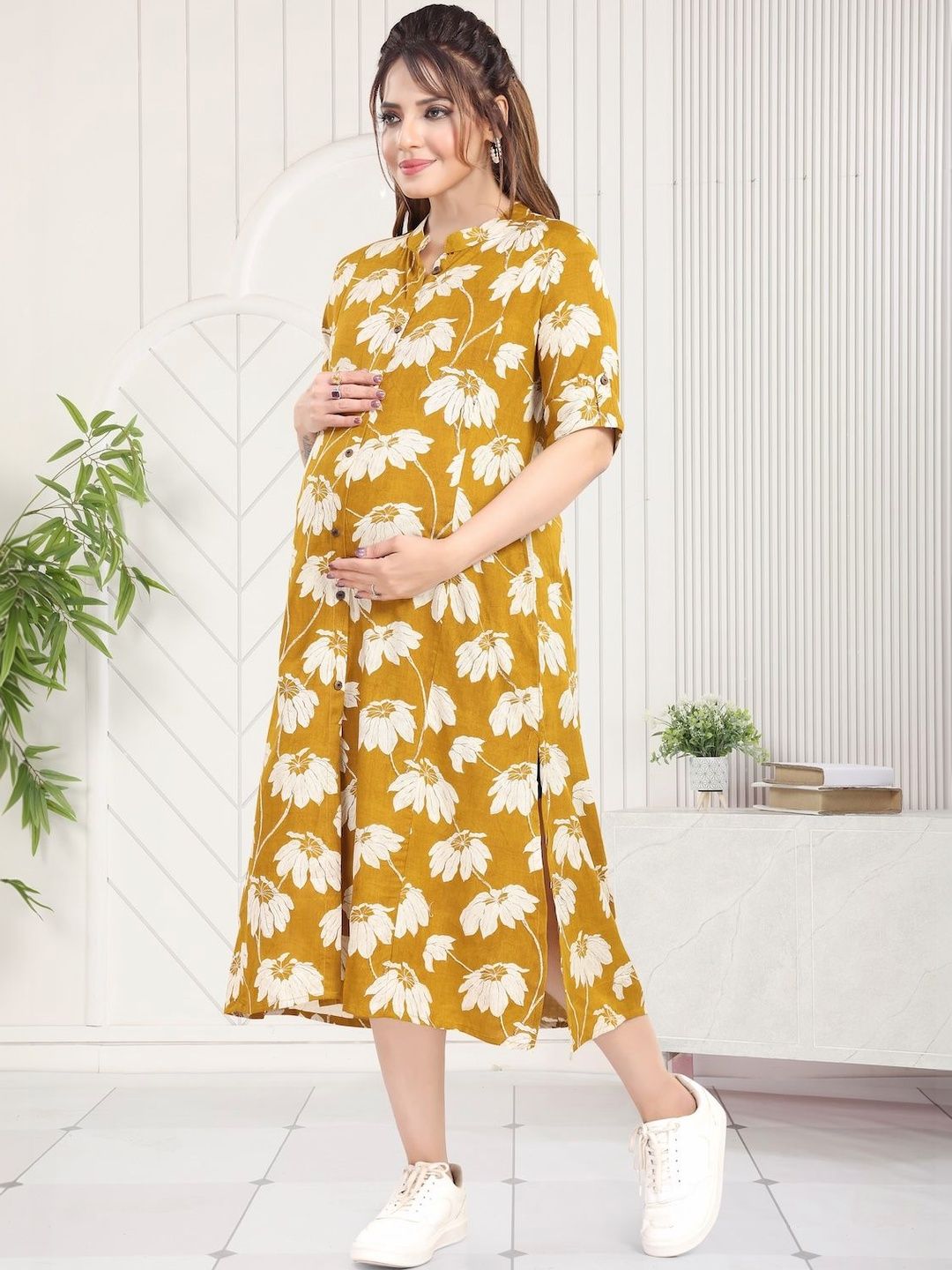 MomsBae Floral Printed Pure Cotton Kurti