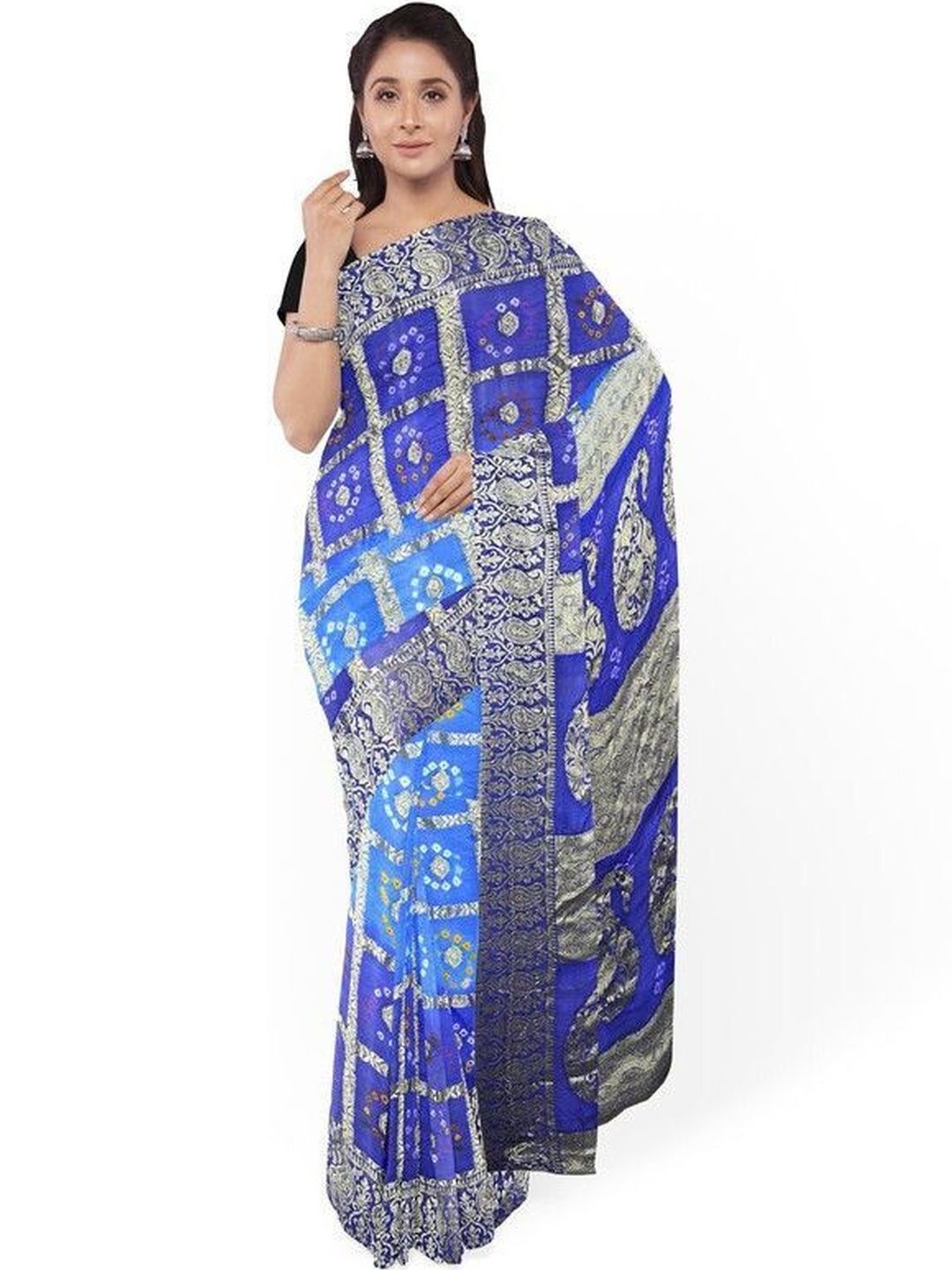 PANKHUDI FASHION Bandhani Zari Pure Georgette Bandhani Saree