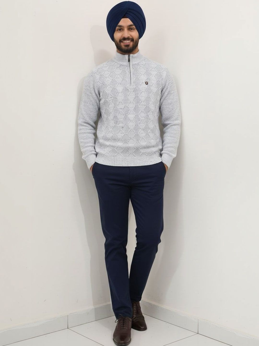 Pierre Carlo Men Cable Knit Woollen Pullover