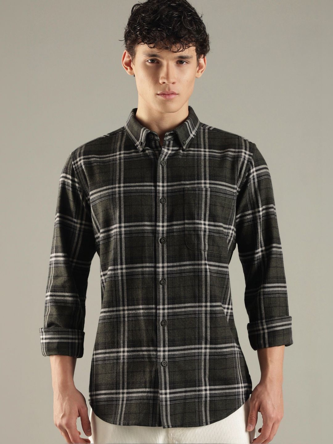 HERE&NOW Men Slim Fit Tartan Checks Checked Casual Shirt
