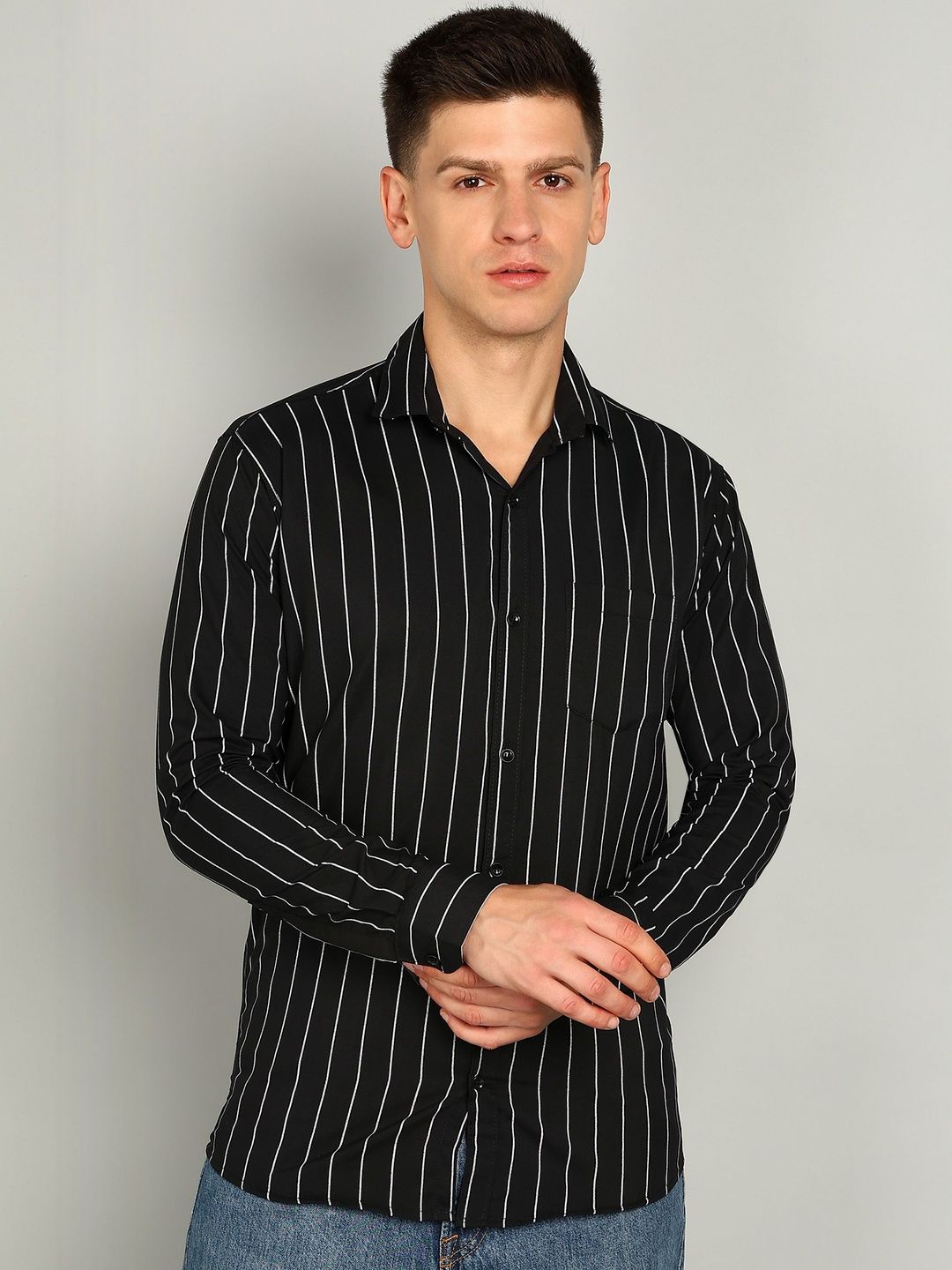 RODEIZ Men Comfort Slim Fit Striped Casual Shirt