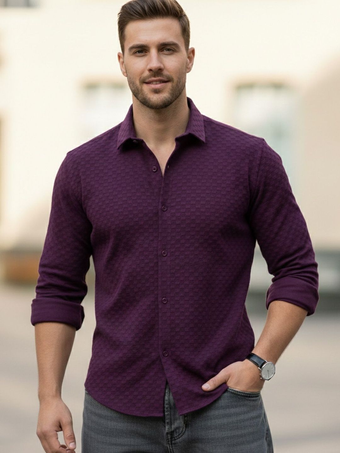 Color Bucket Men Classic Casual Shirt