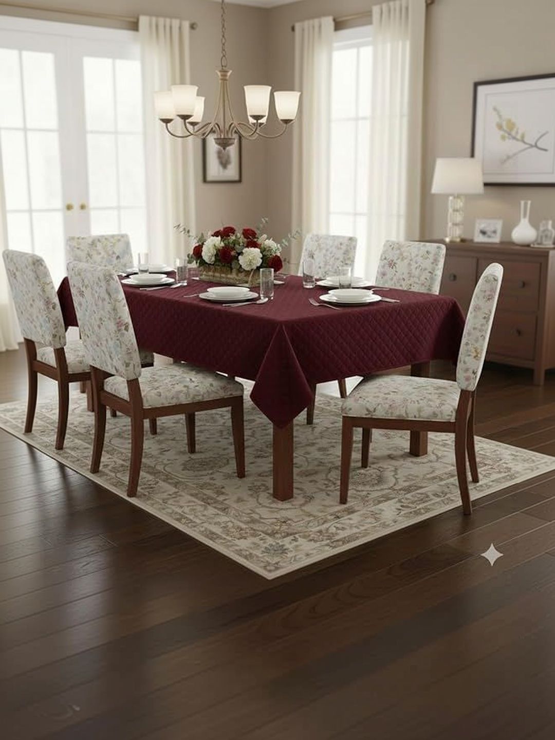 CASA-NEST Maroon 8-Seater Table Cover