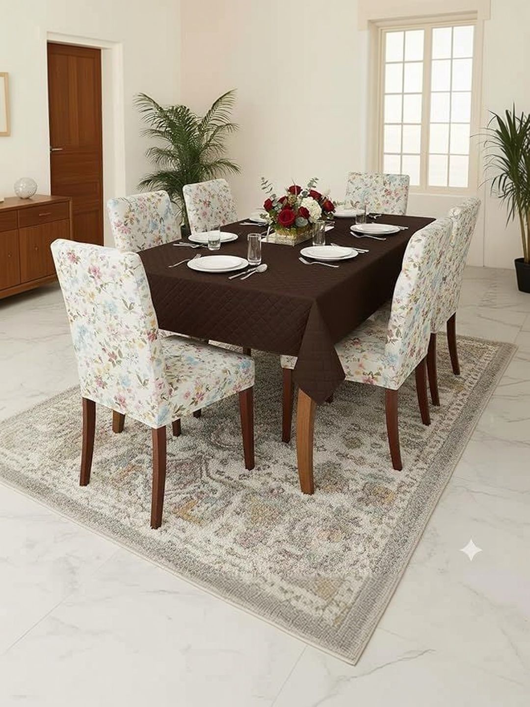 CASA-NEST Brown 8-Seater Table Cover