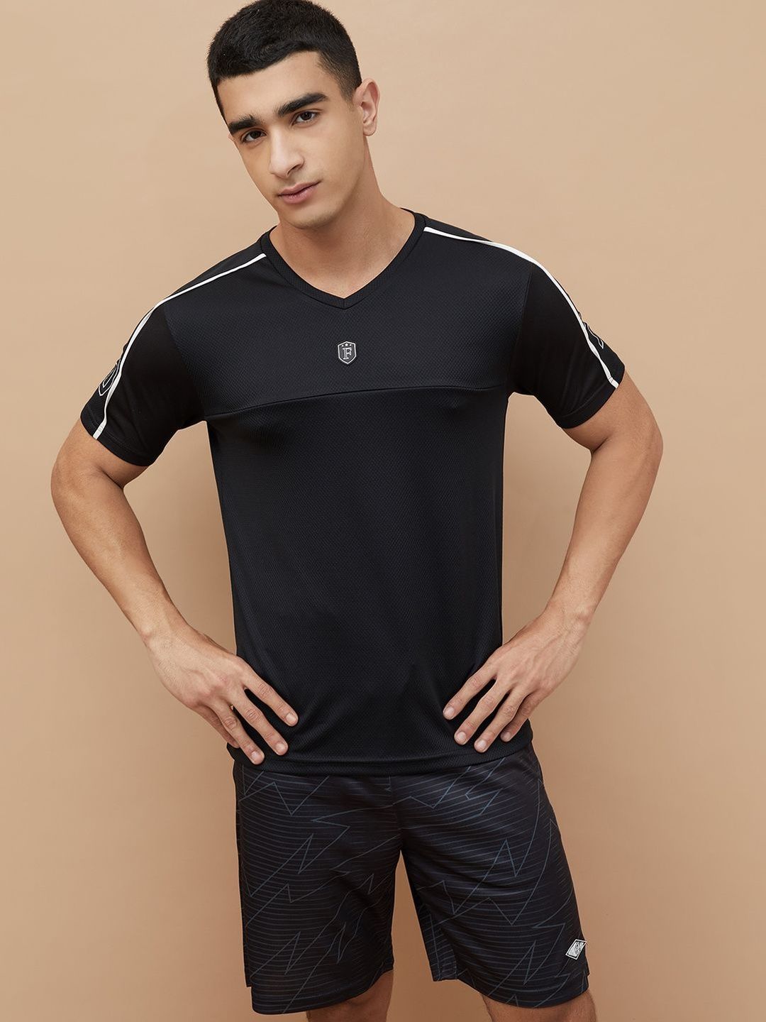 Fame Forever by Lifestyle Men Brand Logo V-Neck T-shirt
