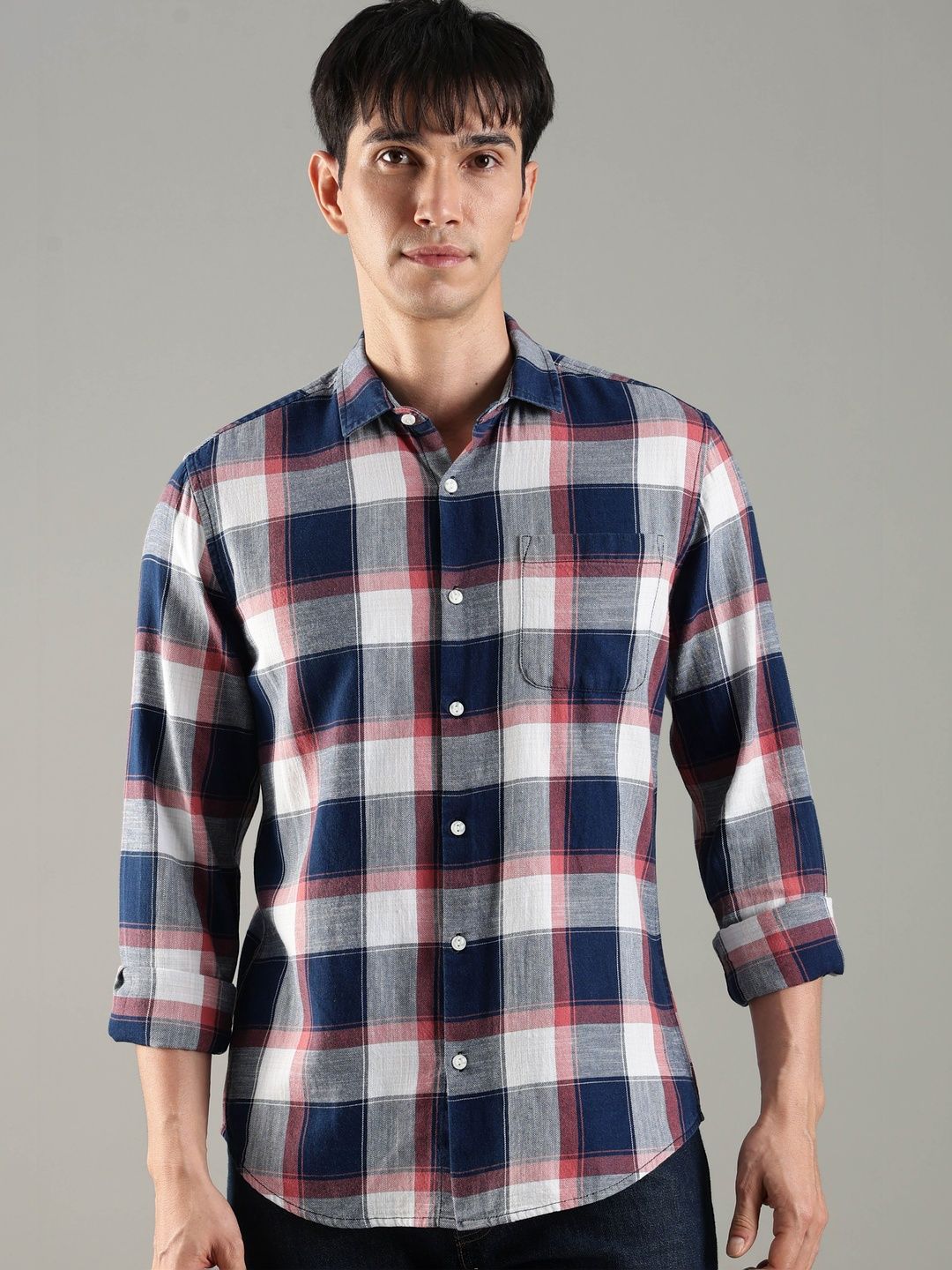 THE SHIRT CODE Men Slim Fit Tartan Checks Checked Casual Shirt