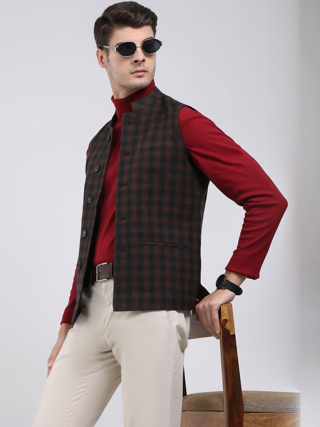 Monte Carlo Men Checked Outdoor Puffer Jacket