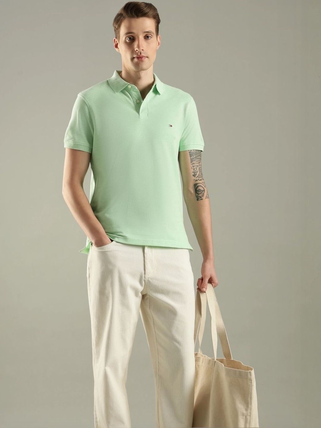 Men Brand Logo Polo Collar T-shirt Tommy Hilfiger Men Brand Logo Polo Collar T-shirt