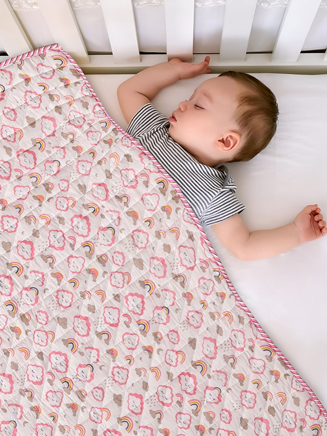HOMEMONDE HOMEMONDE Kids Pink Cartoon Characters AC Room Cotton Reversible Blanket