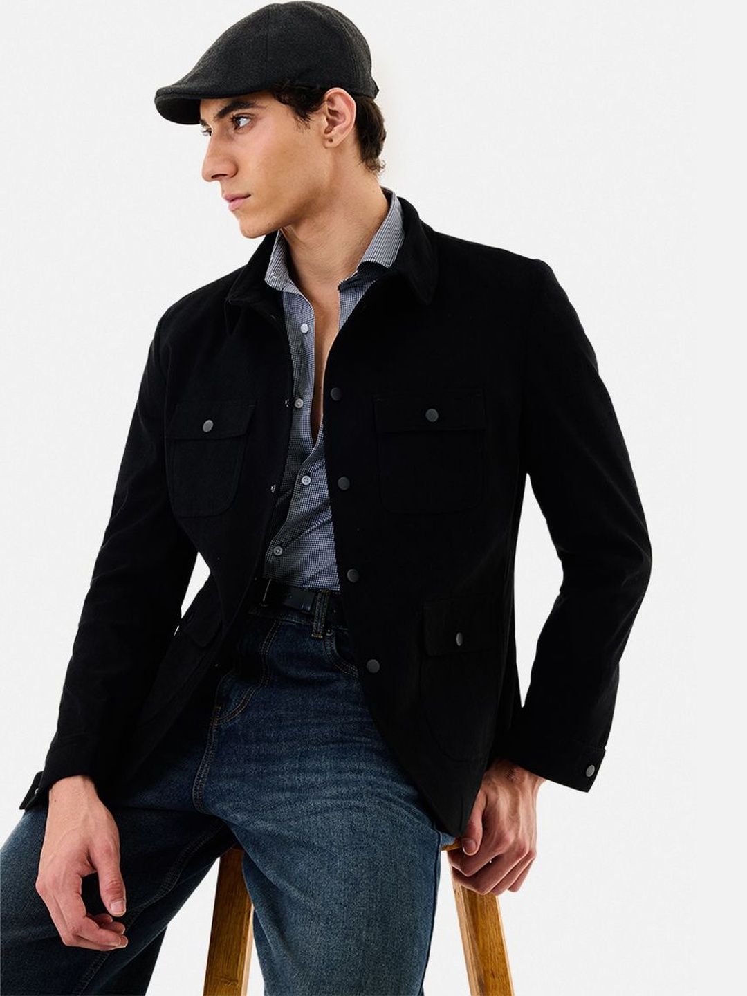 Snitch Black Solid Jacket