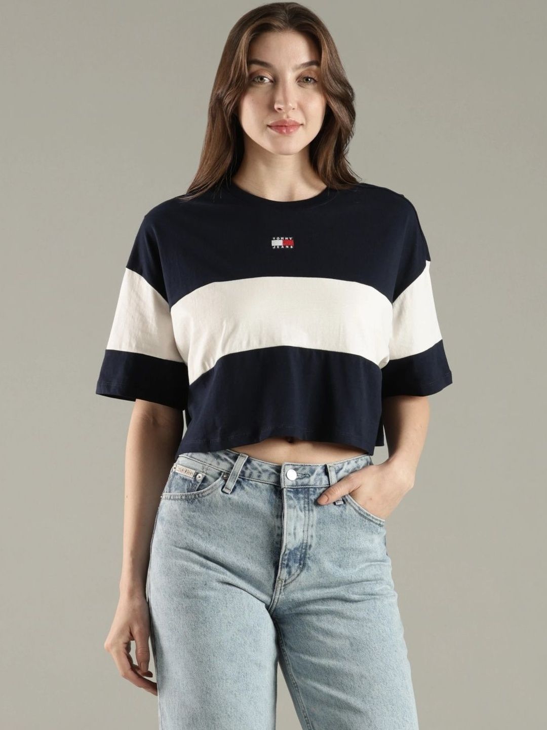 Tommy Hilfiger Women Striped T-shirt deal from myntra