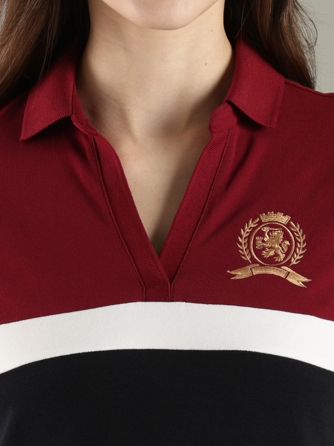 Colourblocked Polo Collar T-shirt