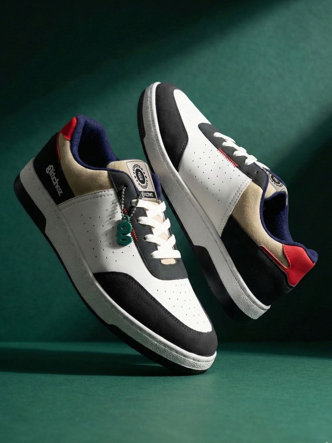 glitchez Men Colourblocked Perforated Sneakers