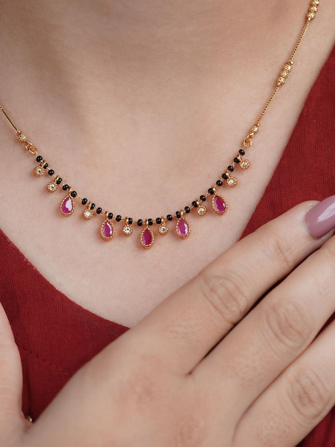 jueri Gold-Plated Zircon Mangalsutra