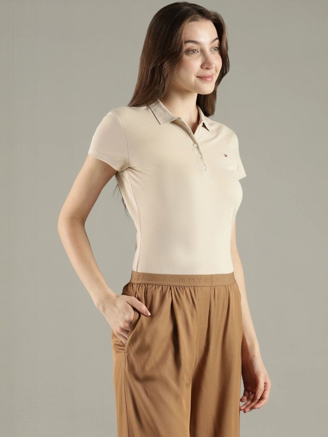 Brand Logo Polo Collar Slim Fit T-shirt