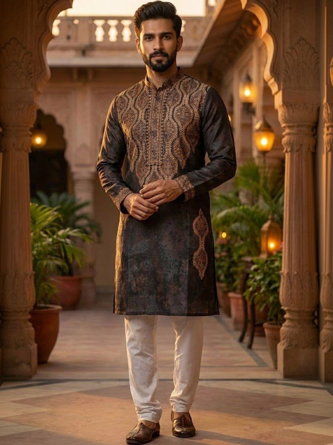 House of Pataudi Ethnic Motifs Printed Straight Kurta