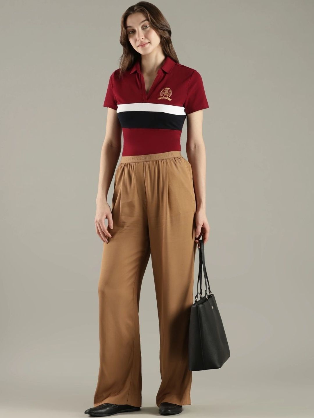 Colourblocked Polo Collar T-shirt