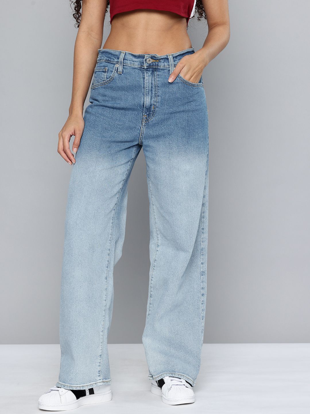 Levis Levis Women's Light Blue Flared Fit High Rise Jeans