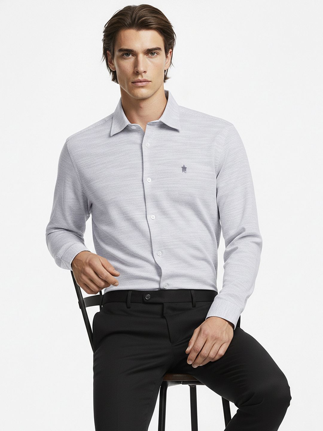 French Connection Pure Cotton Textured Slim Fit Casual Shirt
