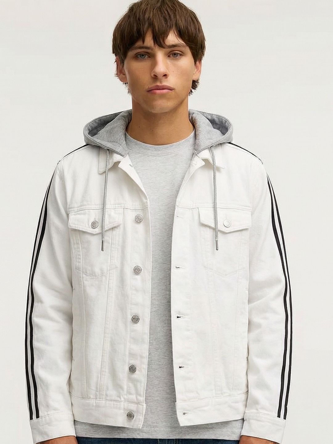 Buy HIGHLANDER Men White Solid Hooded Denim Jacket - Jackets for