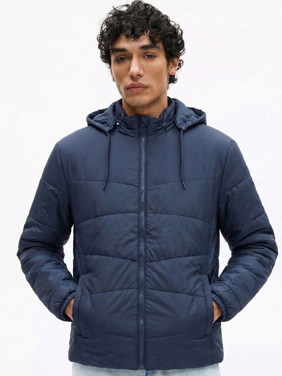 HIGHLANDER Men Navy Blue Padded Jacket