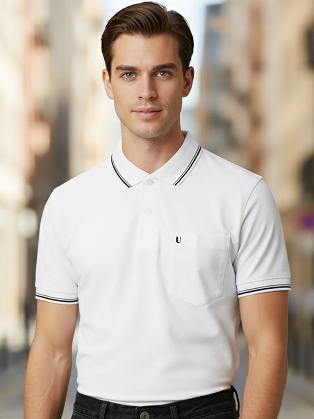 UNIBERRY Men Polo Collar Pockets T-shirt
