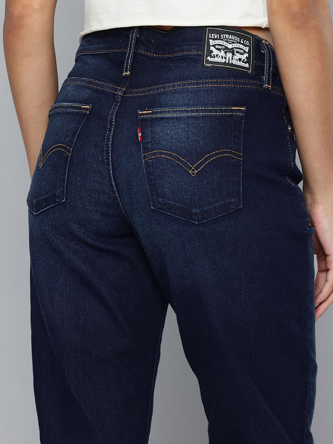 724 Navy Slim Straight Fit High Rise Jeans