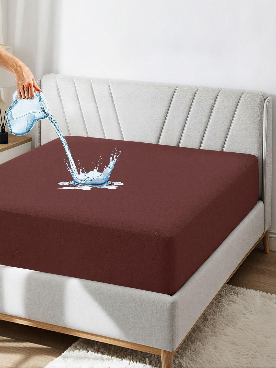 GADDA CO GADDA CO Coffee Cotton King Size Soft & Waterproof Mattress Protector
