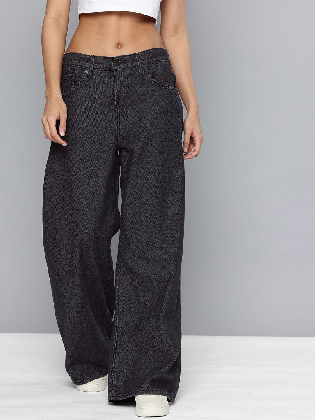 Levis Levis Women's Charcoal Grey Loose Fit Mid Rise Jeans