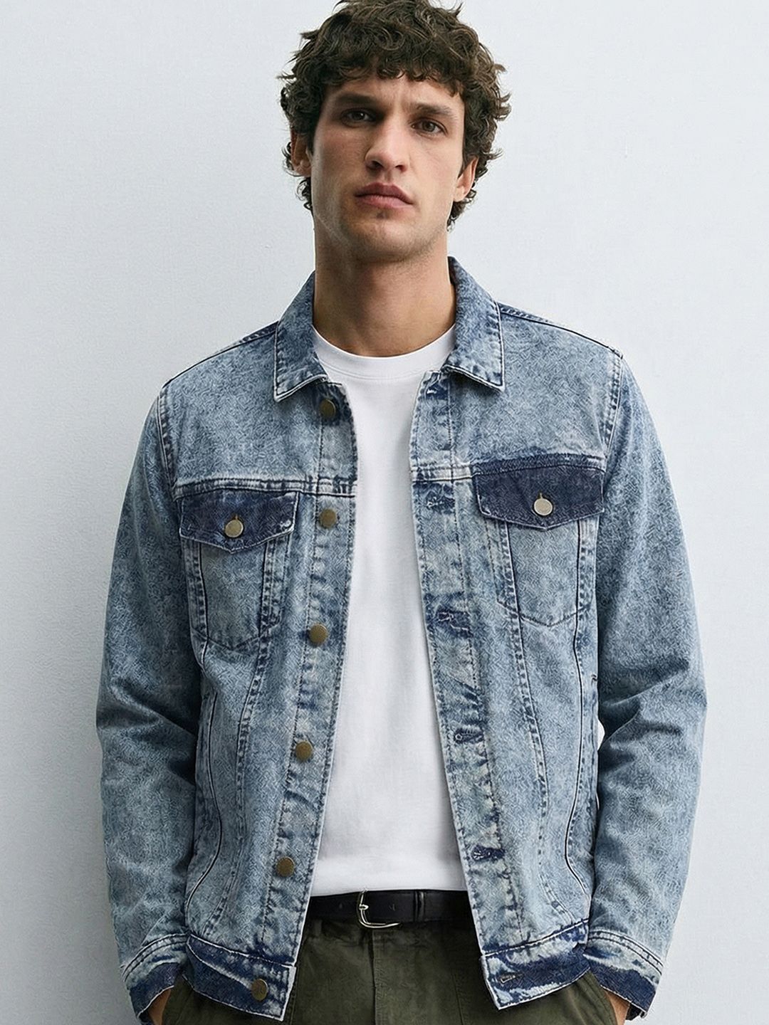 HIGHLANDER Men Blue Solid Denim Jacket
