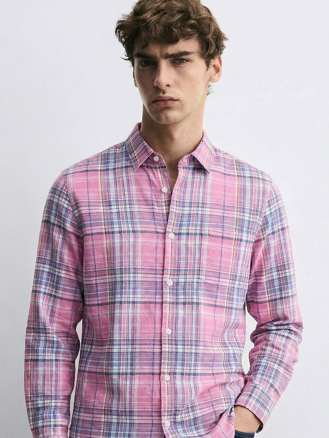 HIGHLANDER Men Slim Fit Tartan Checked Casual Shirt