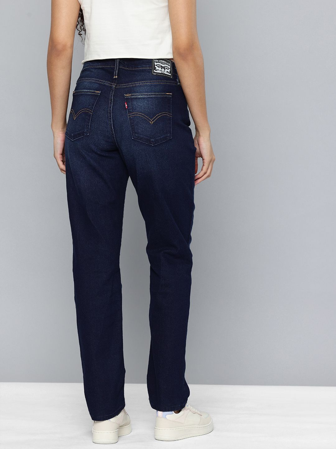 724 Navy Slim Straight Fit High Rise Jeans
