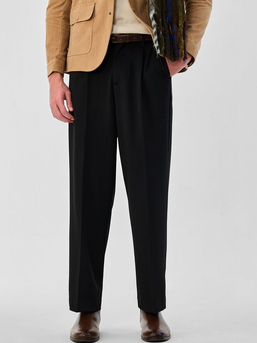 Snitch Men Wrinkle Free Pleated Trousers