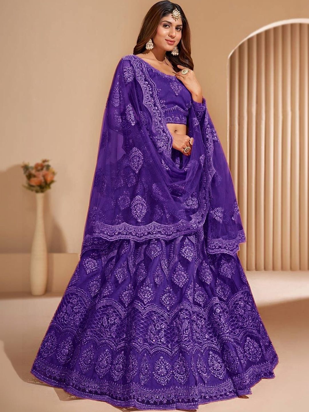 REELOVE FACTORY Embellished Sequinned Semi-Stitched Lehenga & Blouse With Dupatta
