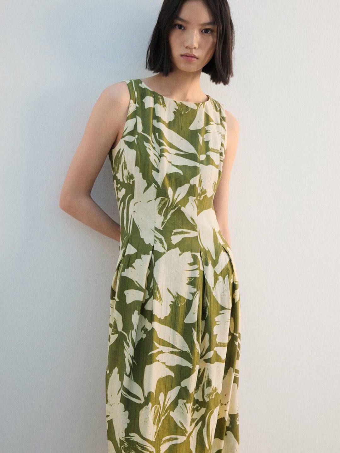 Floral Print A-Line Midi Dress