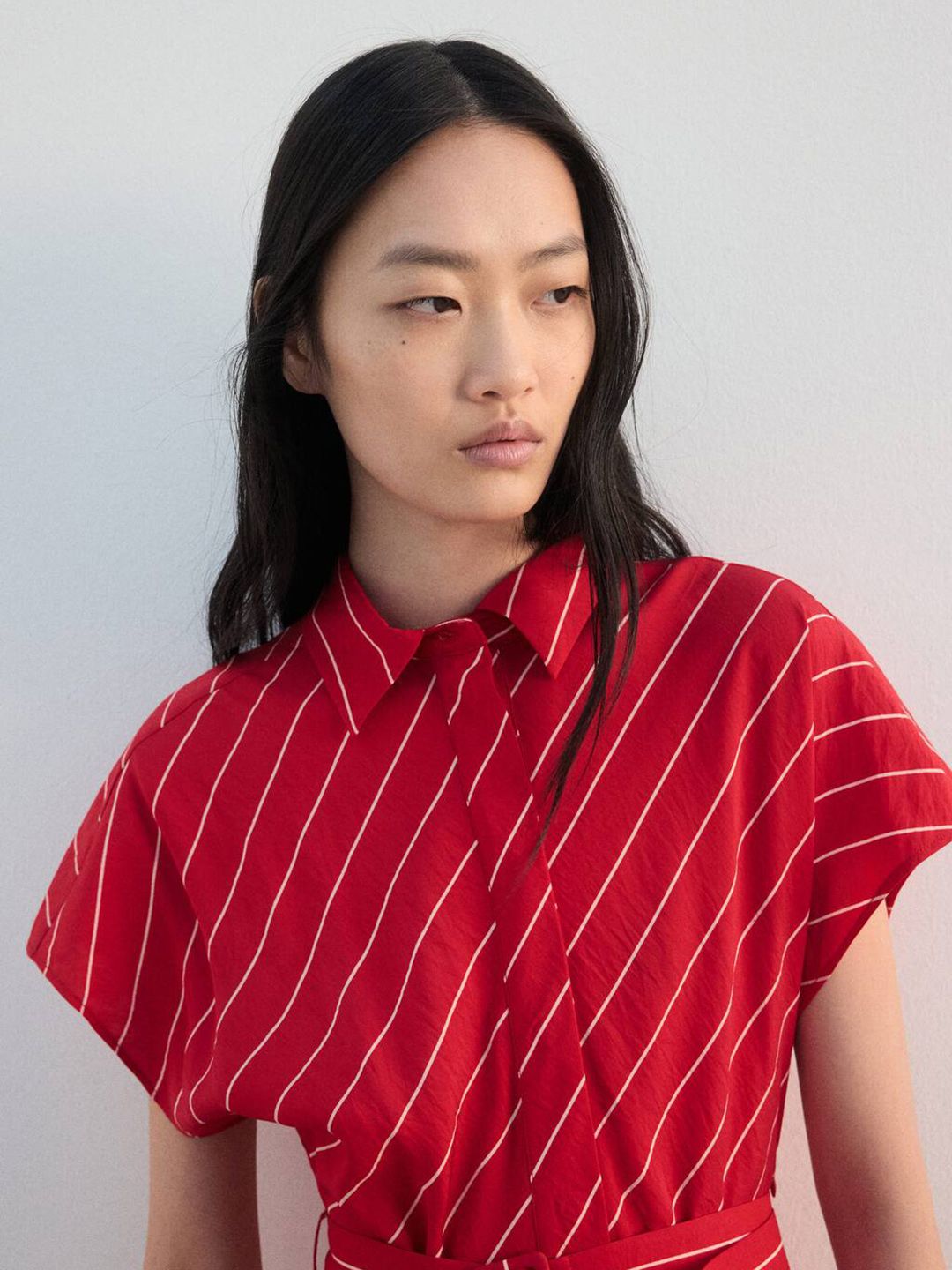 Striped Pure Cotton Shirt Midi Dress